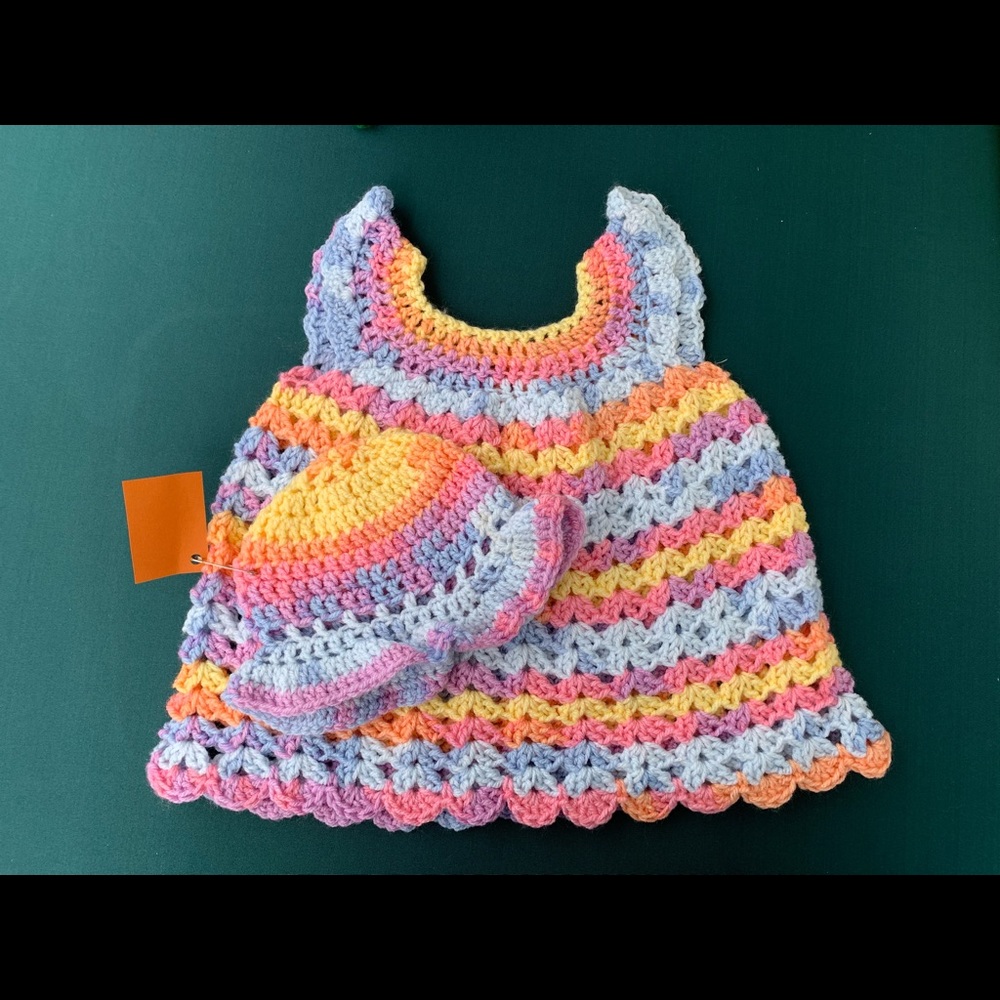 Crochet dress and hat